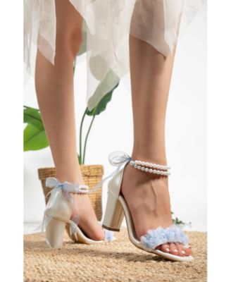 Forever and Always Shoes Women's Michelle Lace Bridal Sandals with Pearls