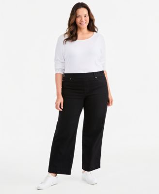 Plus Size Shaping Pull-On Wide-Leg Jeans