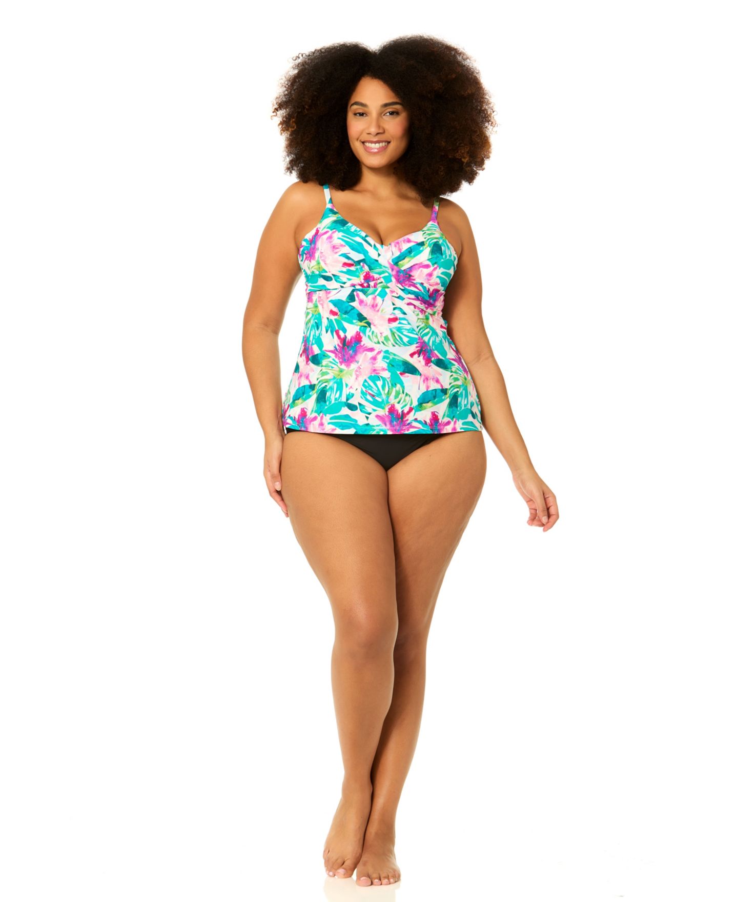 Верх бикини Tankini, на косточках, цветочный принт — Raisins Curve, цвет: Разноцветный — фото 3
