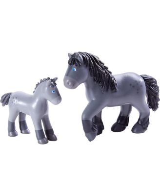 Little Friends Momma and Baby Playset - Cassandra Horse and Cleo Foal Chunky Plastic Farm Animal Toy Figures