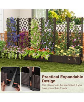 2PCS Raised Garden Bed w/Trellis Planter Box for Climbing Plants 32'' x 16'' x 48''