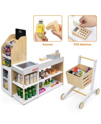Grocery Store Playset Pretend Play Supermarket Shopping Set with Shopping Cart