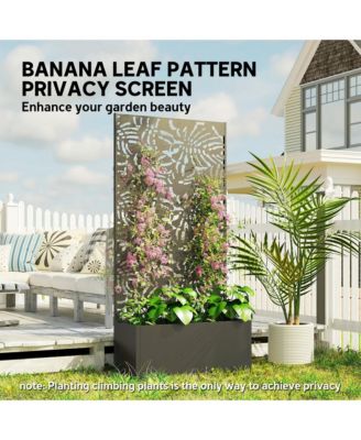 Metal Planter Box with Trellis, 71" Tall Privacy Planter