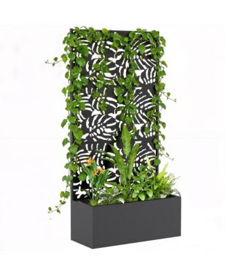 Metal Planter Box with Trellis, 71" Tall Privacy Planter