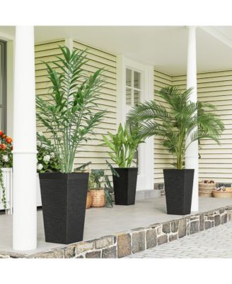 22.8 Inch Tall Planters, Set of 3 Plastic Flower Pots,