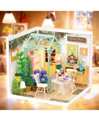 3D Puzzles Super Creator Blooming Tea Garden Plastic Building Set Toys Playset Gifts for Teens Adults, Multicolored, 7.36"2.76"11.3"