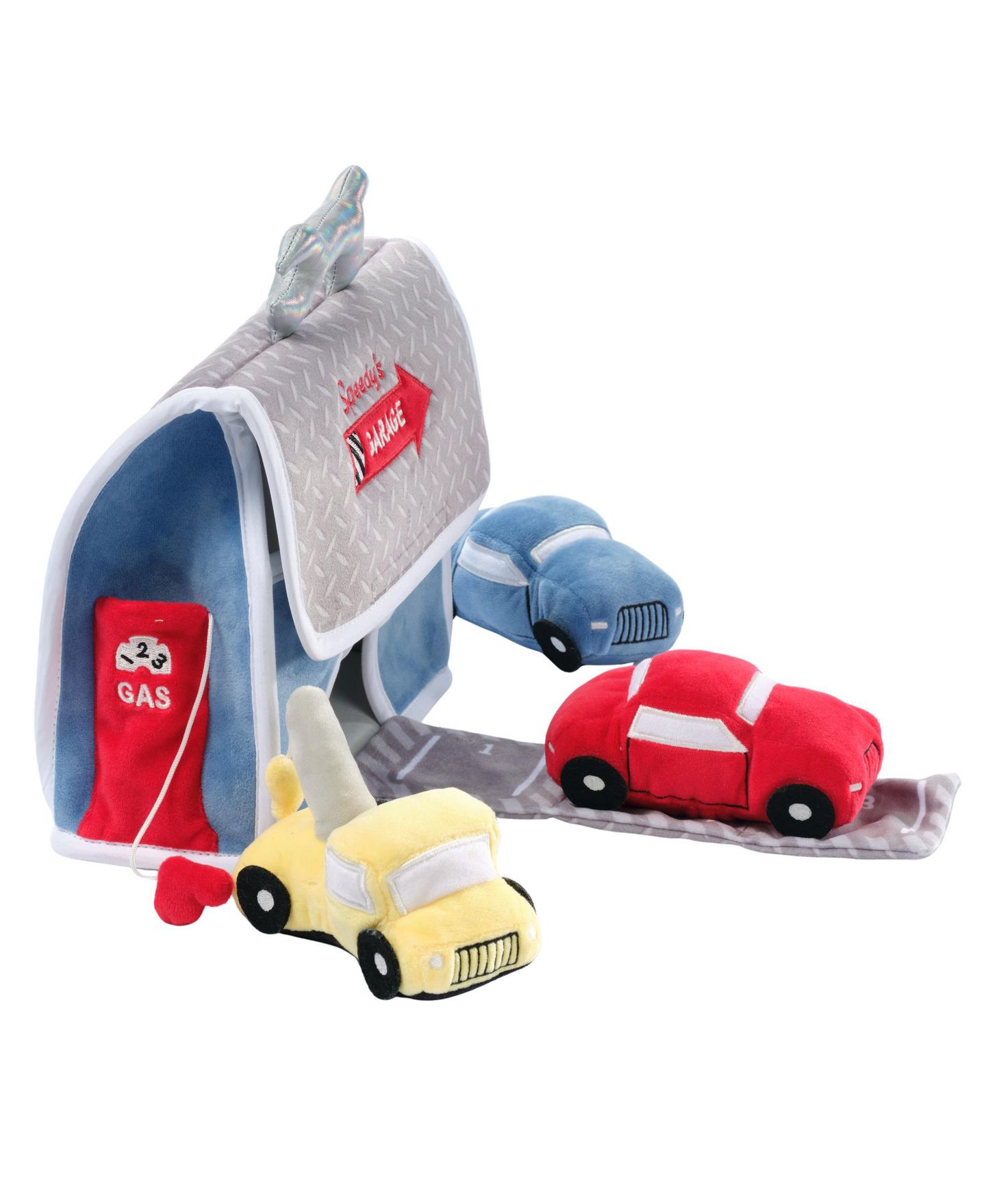 Детские мягкие игрушки Lambs & Ivy Cars and Tow Truck Garage Interactive Plush Developmental Playset Toy, цвет: Натуральный — фото 3