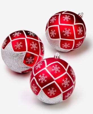 Heritage Shatterproof Red Decorated Ball Ornaments, Set of 3