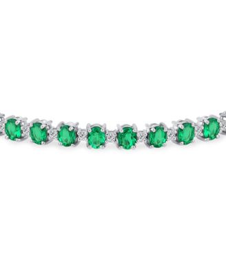 Alternating Oval Amethyst Round Zircon Tennis Bracelet Sterling