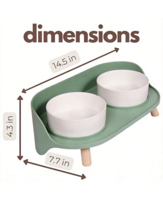 Elevated Ceramic Dog & Cat Food Water Bowl Set Spill Proof Non Slip Mess Free Dishwasher Safe