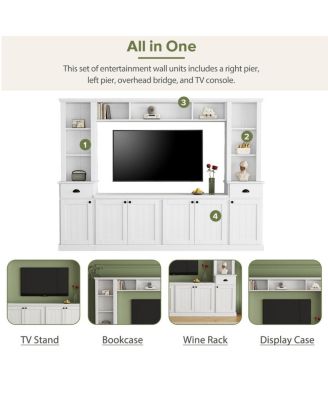 Minimalist Entertainment Wall Unit Set with Bridge for TVs Up to 75