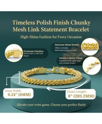Timeless Polish Finish Chunky Mesh Link Chain Bracelet