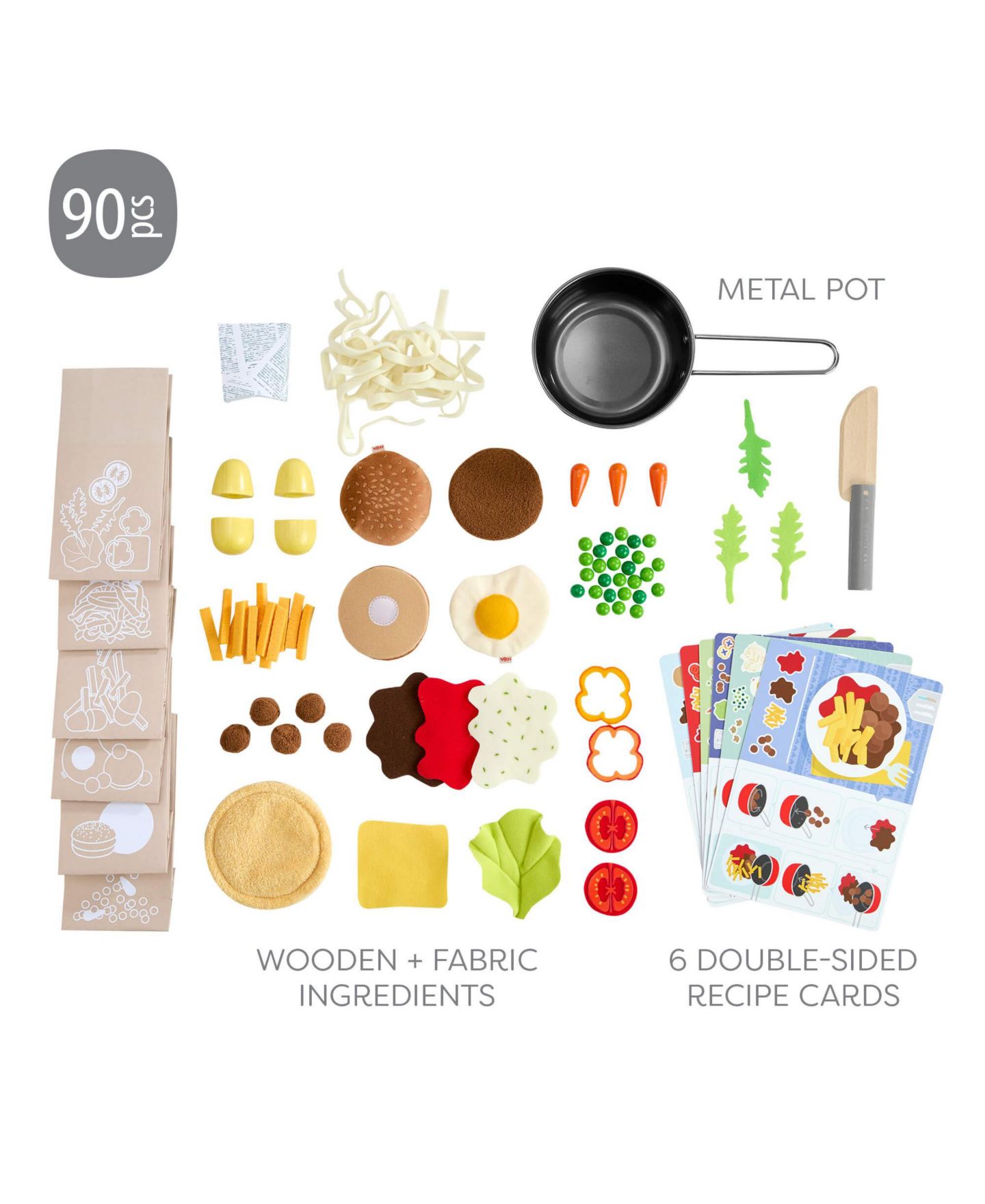 Детские игрушки Haba Fresh Box Wooden Meal Kit Playset with Fabric Ingredients and Recipe Cards, 80+ Pieces, Ages 3+ — фото 3
