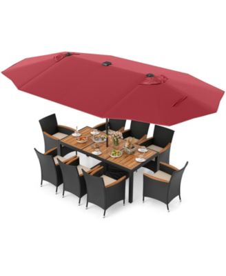  Patio Dining Set Double-Sided Patio Umbrella (Base Included)