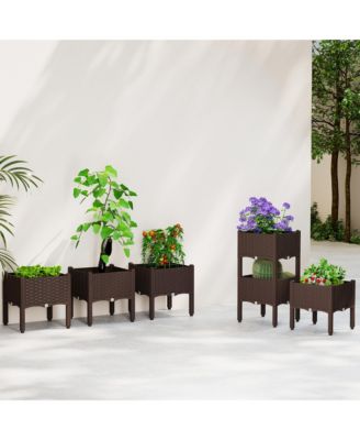 Plastic Raised Garden Bed with Legs, Self Watering Planter Boxes