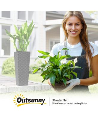 Set of 2 Tall Planters for Outdoor Plants