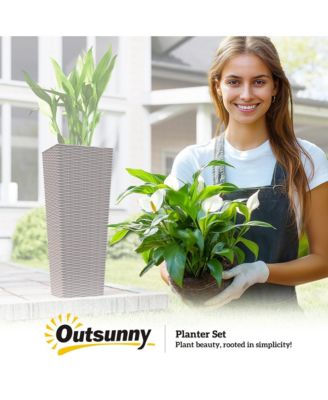 32 Inch Set of 2 Tall Planters for Outdoor Plants,