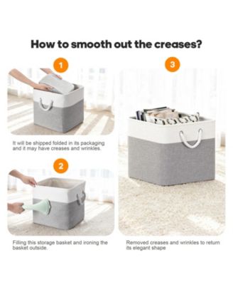 6-Pack Collapsible Fabric Storage Bins, 13" Cube Baskets with Rope Handles and Reinforced Base
