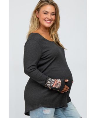Plus Size Charcoal Colorblock Sleeve Top