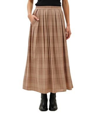 Women's Plaid Pleated Maxi Skirt