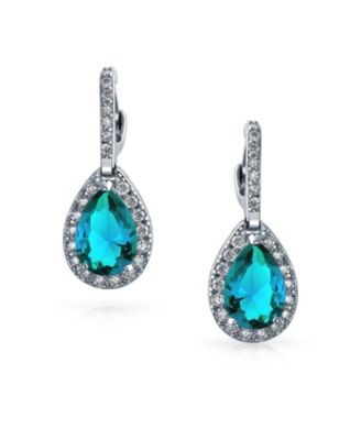 Classic 7CT Halo Cubic Zirconia CZ Large Teardrop Earrings Hinge Clip Closure