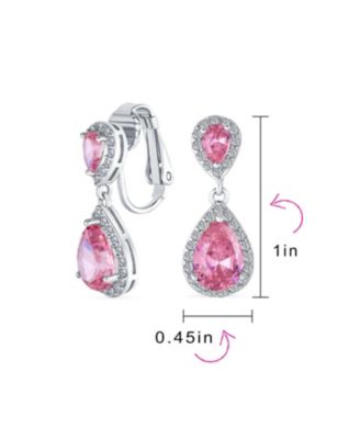 Cocktail Cubic Zirconia CZ Double Solitaire Teardrop Dangle Earrings Gold Plated
