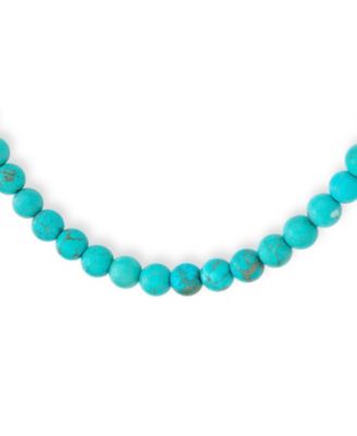 Semi-Precious Created Turquoise Stone 10MM Bead Ball Strand Necklace 16-18 Inch