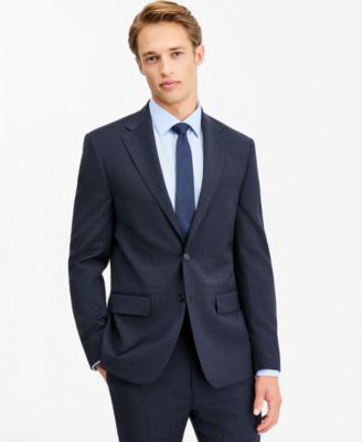 Men's Slim-Fit Wool-Blend Plaid Suit Jacket