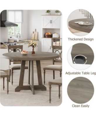 47" Round Dining Table for 4, Farmhouse Kitchen Table for Home Dining Room