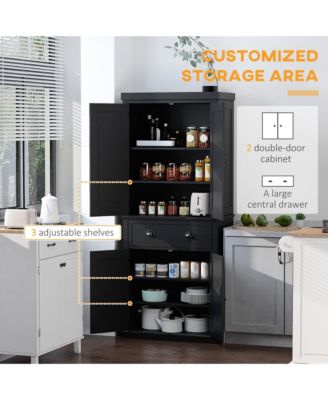 72.5" Kitchen Pantry Cabinet with 4 Doors, Drawer