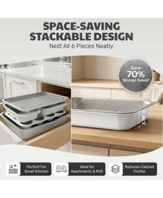 6-Piece Nonstick Stackable Nesting Bakeware Set