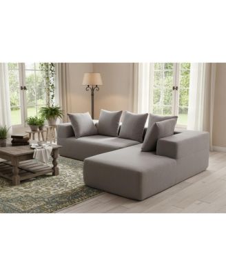 Modern Gray Fabric Sofa with Plush Cushions and Pet-Friendly Design