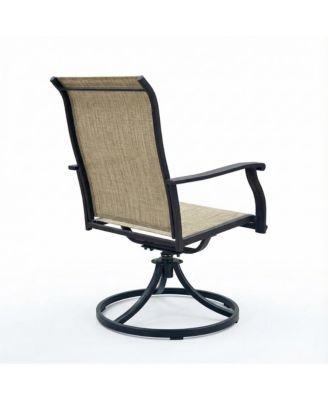 2-Piece Outdoor Swivel Dining Chairs, 360° Rotating with Ergonomic Armrests, Textilene All-Weather Patio Chairs