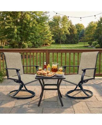 2-Piece Outdoor Swivel Dining Chairs, 360° Rotating with Ergonomic Armrests, Textilene All-Weather Patio Chairs