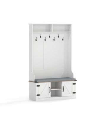 Tall 68.5" Entryway Rack with Cushioned Bench & Storage