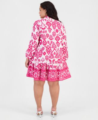 Plus Size Printed Button-Down Swim Cover-Up Dress