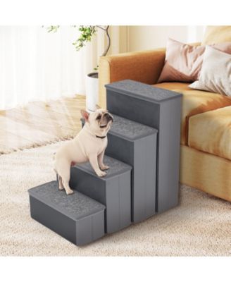 4-Step Dog Stairs w/Adjustable Steps for High Beds Sofas for Small and Medium Dogs