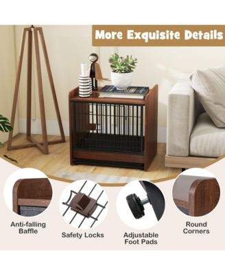 Dog Cage Furniture w/Removable Tray and Lockable Door Adjustable Foot Pads