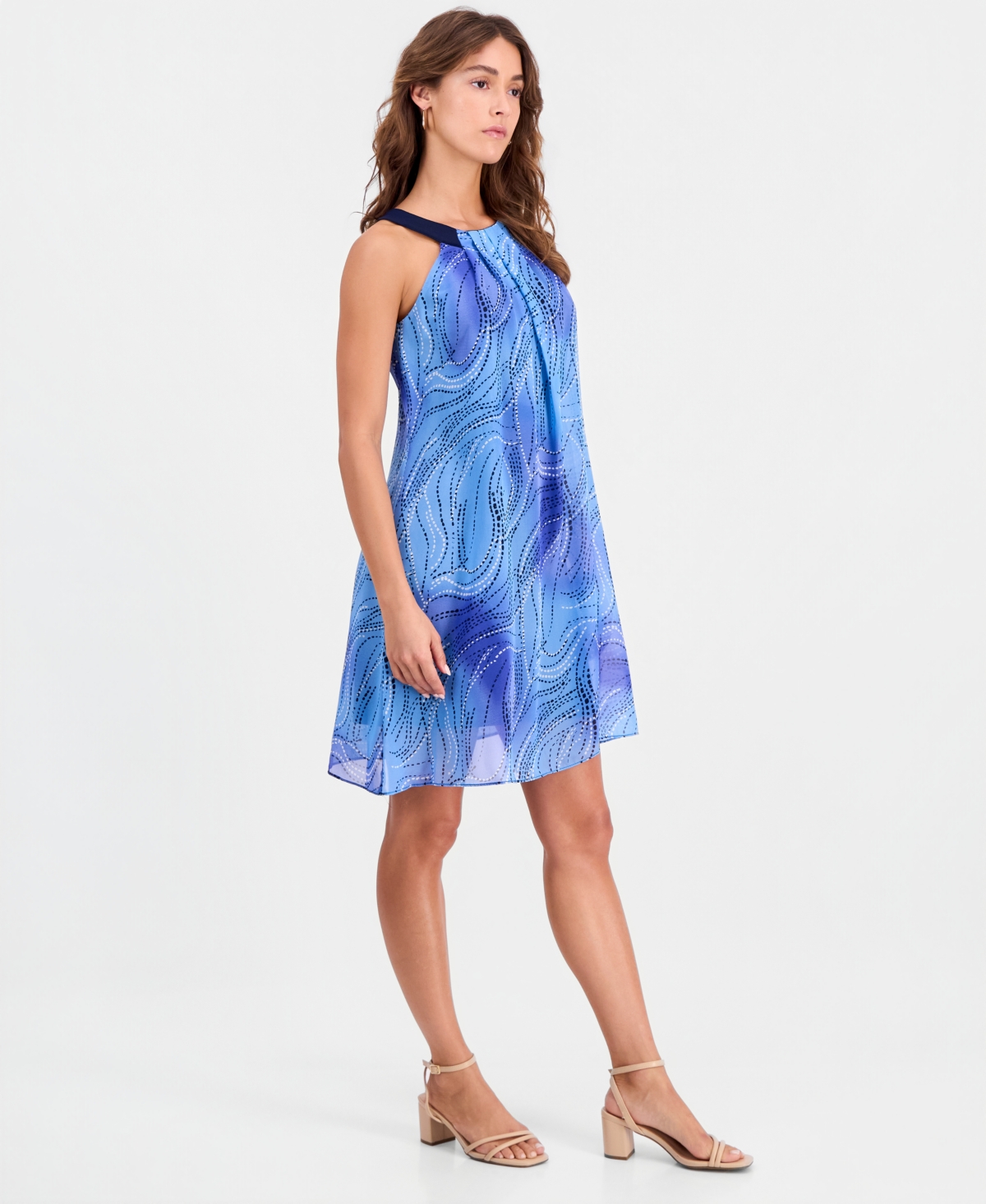 Robbie Bee Petite Printed Sleeveless Trapeze Dress