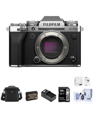 X-T5 Mirrorless Camera, Bundle with 128GB SD Card, Shoulder Bag, Extra Battery, Charger, Screen Protector, Cleaning Kit