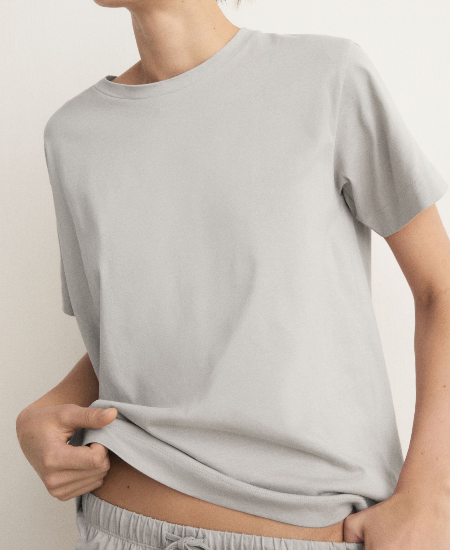 Пижама Short-Sleeved, хлопок — MANGO, цвет: Серый — фото 1