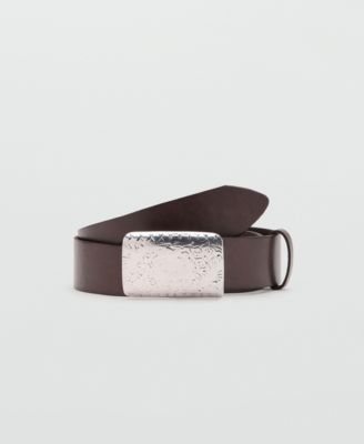 Women's Engraved Buckle Leather Belt