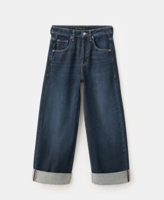 Women's Turn-Up Hem Wide Leg Jeans