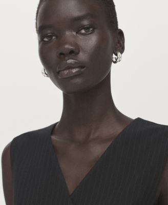 Women's Pinstripe Suit-Style Jumpsuit