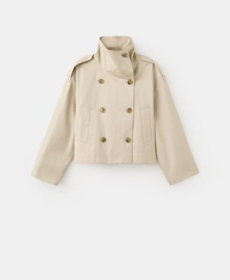 Women's Funnel-Neck Cropped Trench Coat