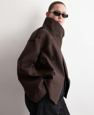 Women's Funnel-Neck Cropped Trench Coat