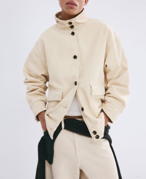Женские куртки MANGO Stand-Up Collar Denim Parka