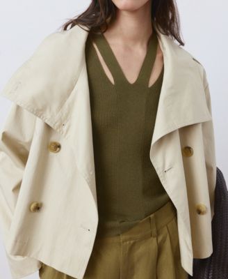 Women's Combined Neckline Fine-Knit Top