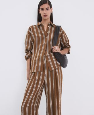 Women's Pleated Striped Pants