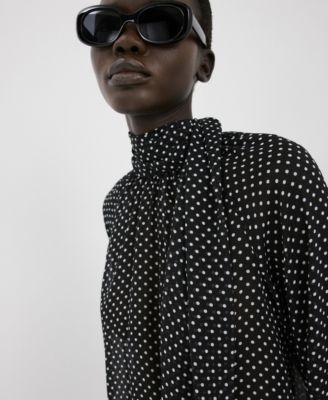 Women's Polka-Dot High-Neck Blouse